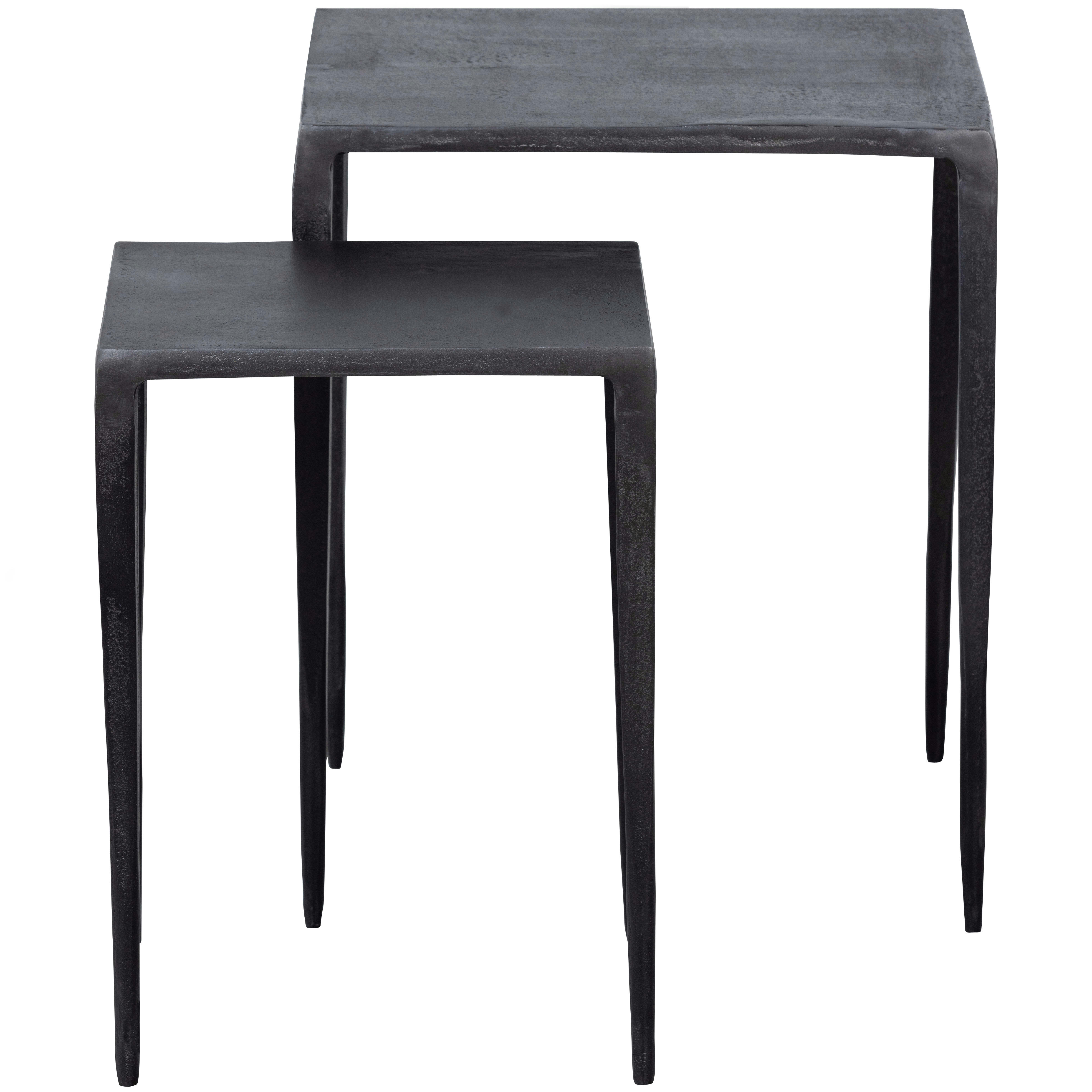 PUNK - Tables d'appoint carré métal zinc - Lot de 2