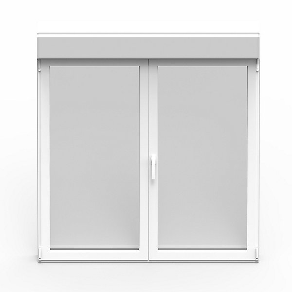 Fenêtre alu 2 vantaux oscillo-battant   volet roulant électrique GoodHome blanc - l.120 x h.95 cm