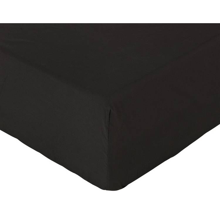 Habitat Cotton Rich 180 TC Plain Black Fitted Sheet - Single