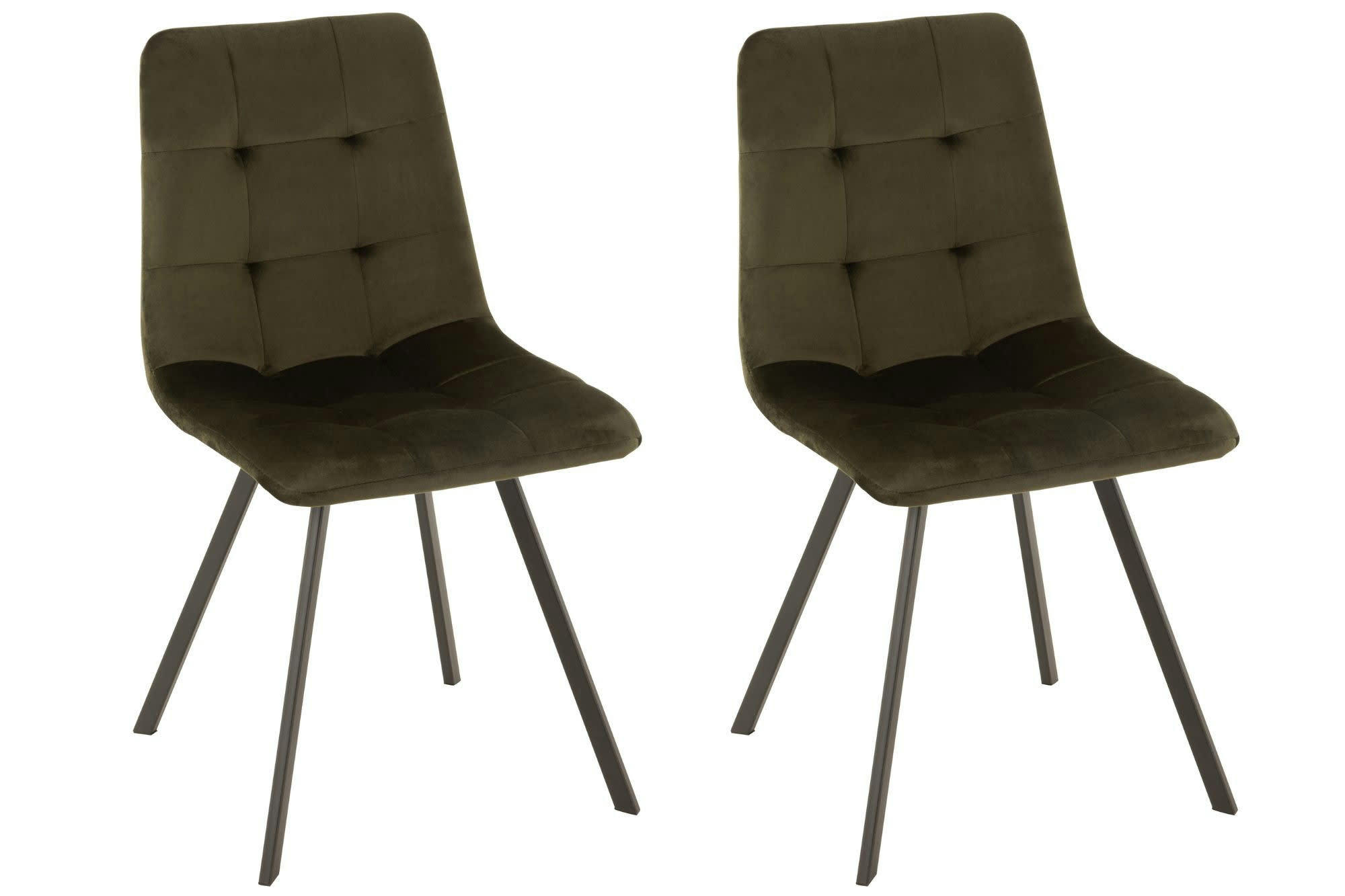OLIVIA - Lot de 2 chaise en velours peau de pêche et en métal noir ( lot de 2)