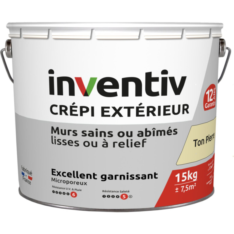 Crépi extérieur professionnel ton pierre 15 kg INVENTIV
