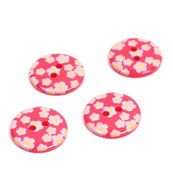 Hemline Red Novelty Patterned Button 4 Pack