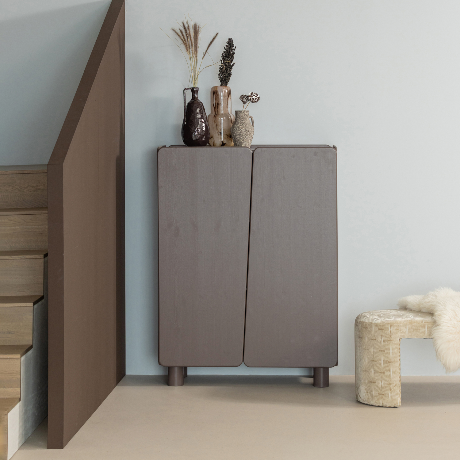 WOOOD Root Opbergkast 2-Deurs - Grenen - Truffel Bruin - 135x100x45