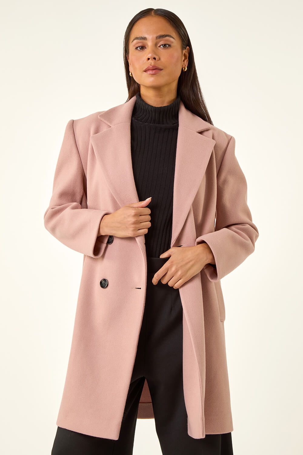 Roman Petite Double Breasted Revere Collar Coat