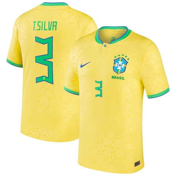 Thiago Silva Brazil National Team Nike 2022/23 Replica Home Jersey - Yellow