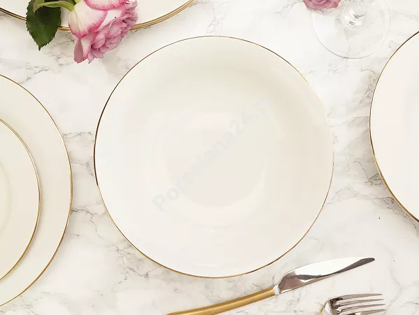 Serwis obiadowo - herbaciany na 12 osób (105 el.) Bogucice - Lolita Cream Gold 1258