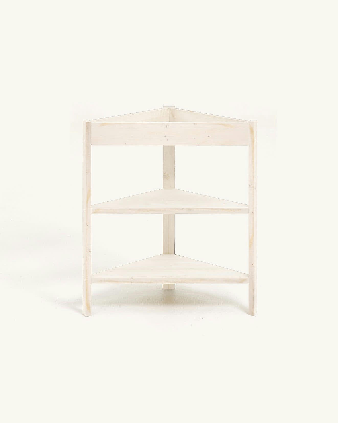 MAURO - Etagère d'angle en bois de couleur blanc vielli