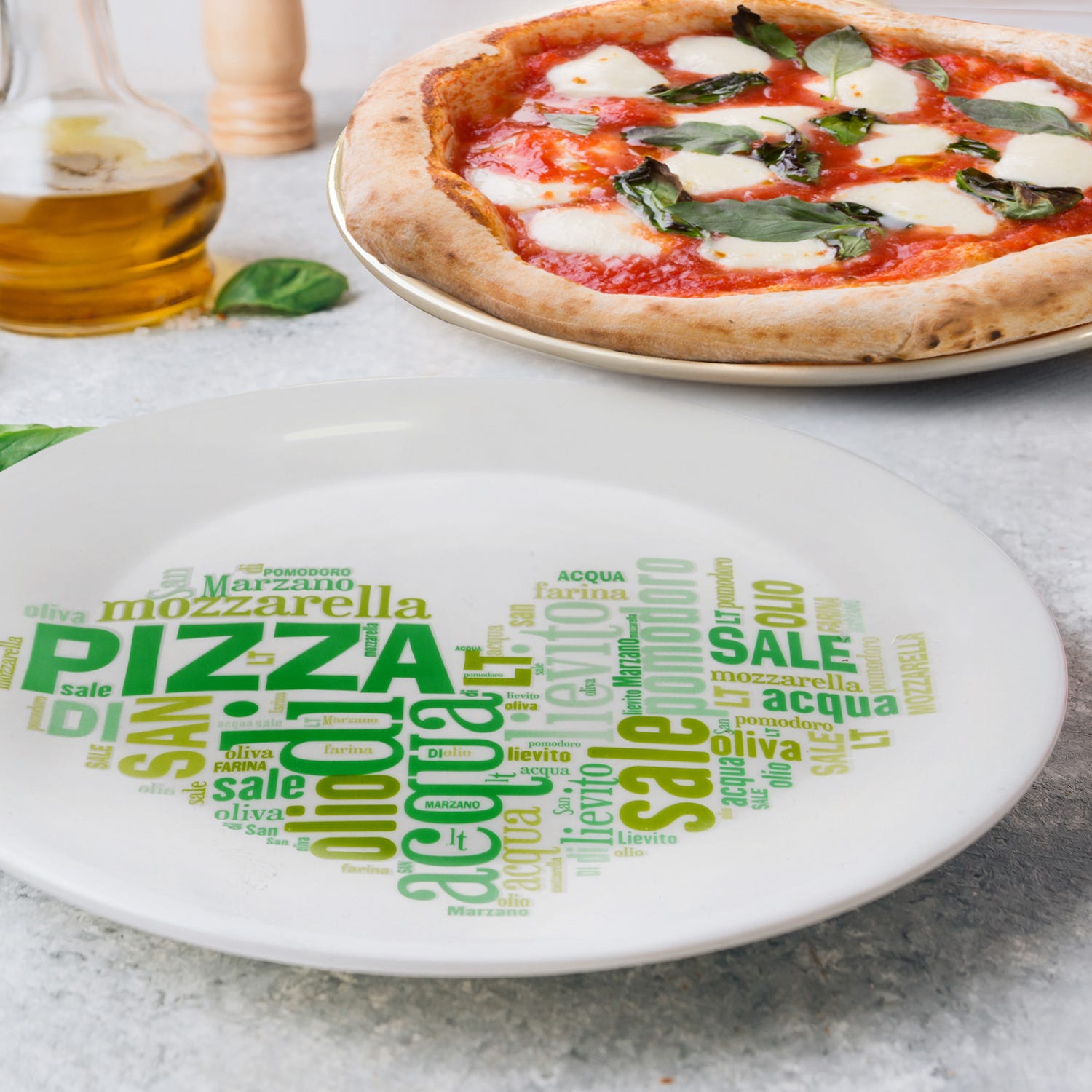 Piatto I love pizza Green Ronda in vetro temperato, da 33 cm