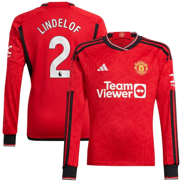 Victor Lindelof Manchester United adidas 2023/24 Home Replica Long Sleeve Player Jersey - Red