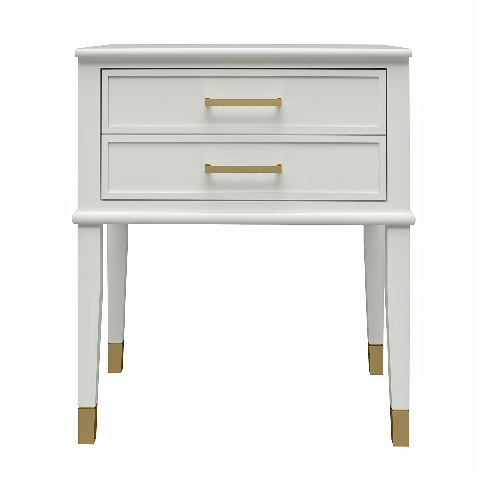 WESTERLEIGH - Table d'appoint avec 2 tiroirs en MDF blanc