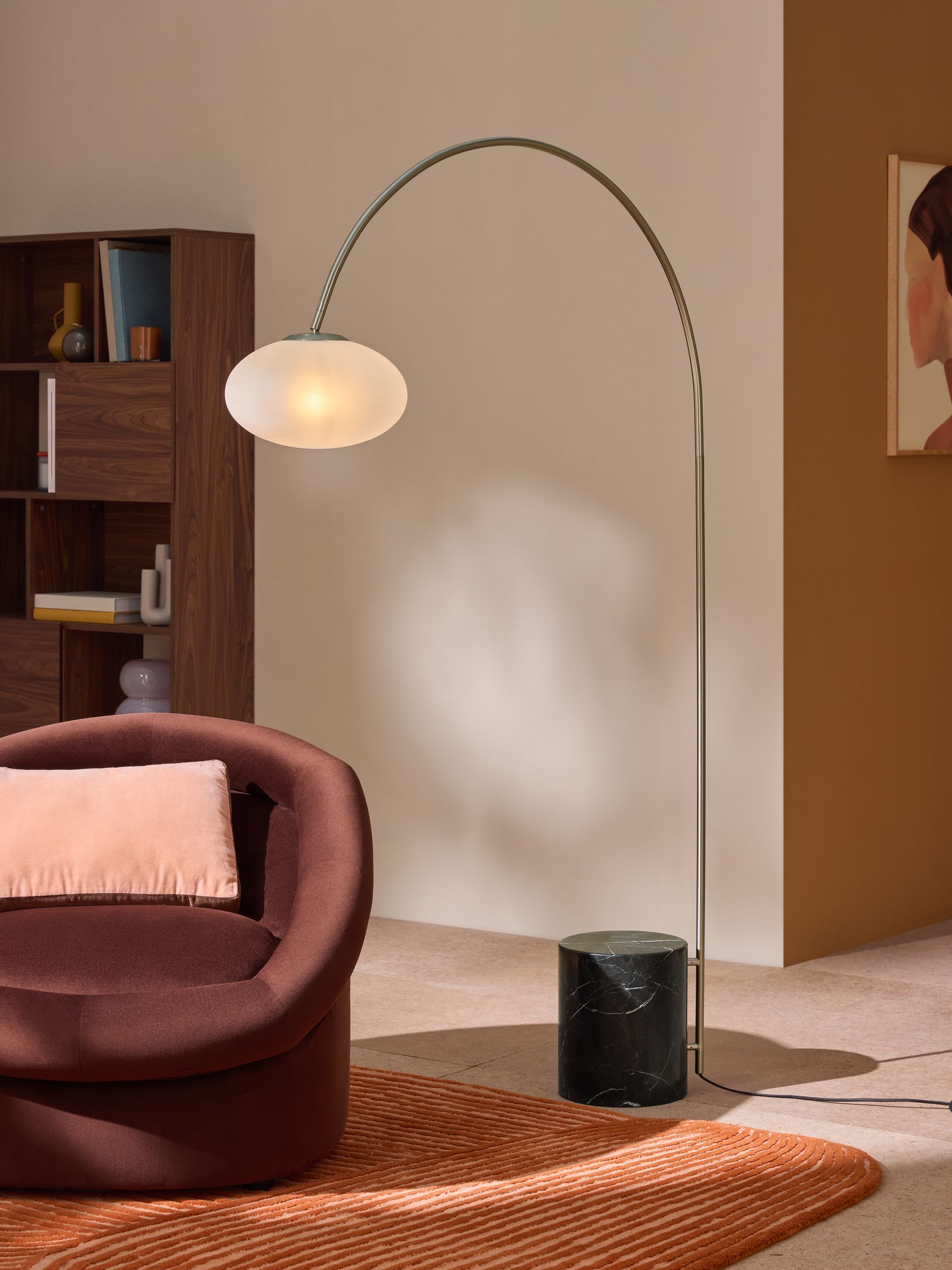 Caleb Marble Floor Lamp in Silver/Frosted