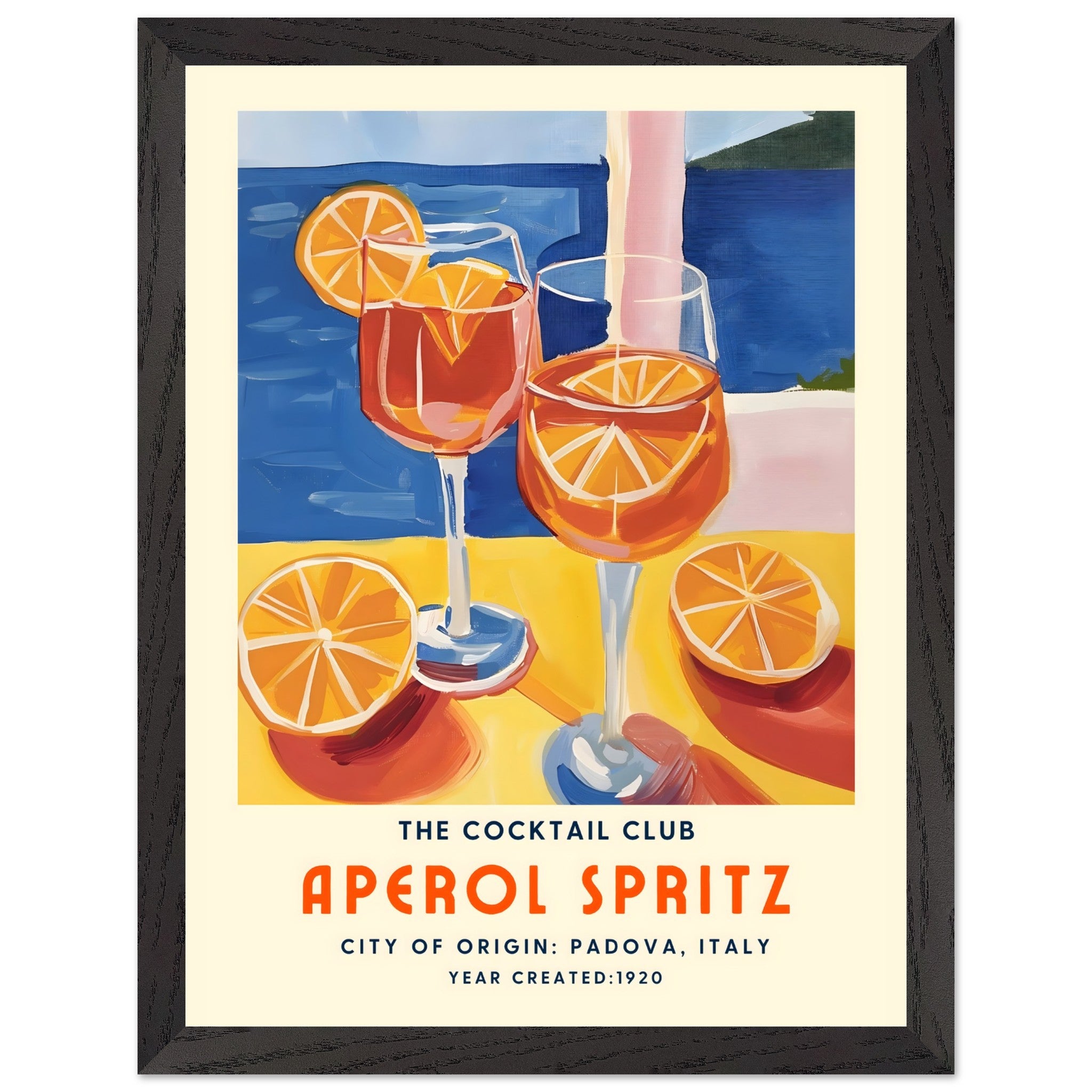 Artfulprints Poster met Lijst Aperol Spritz - The cocktail club I  - 30x40 cm - Meerkleurig