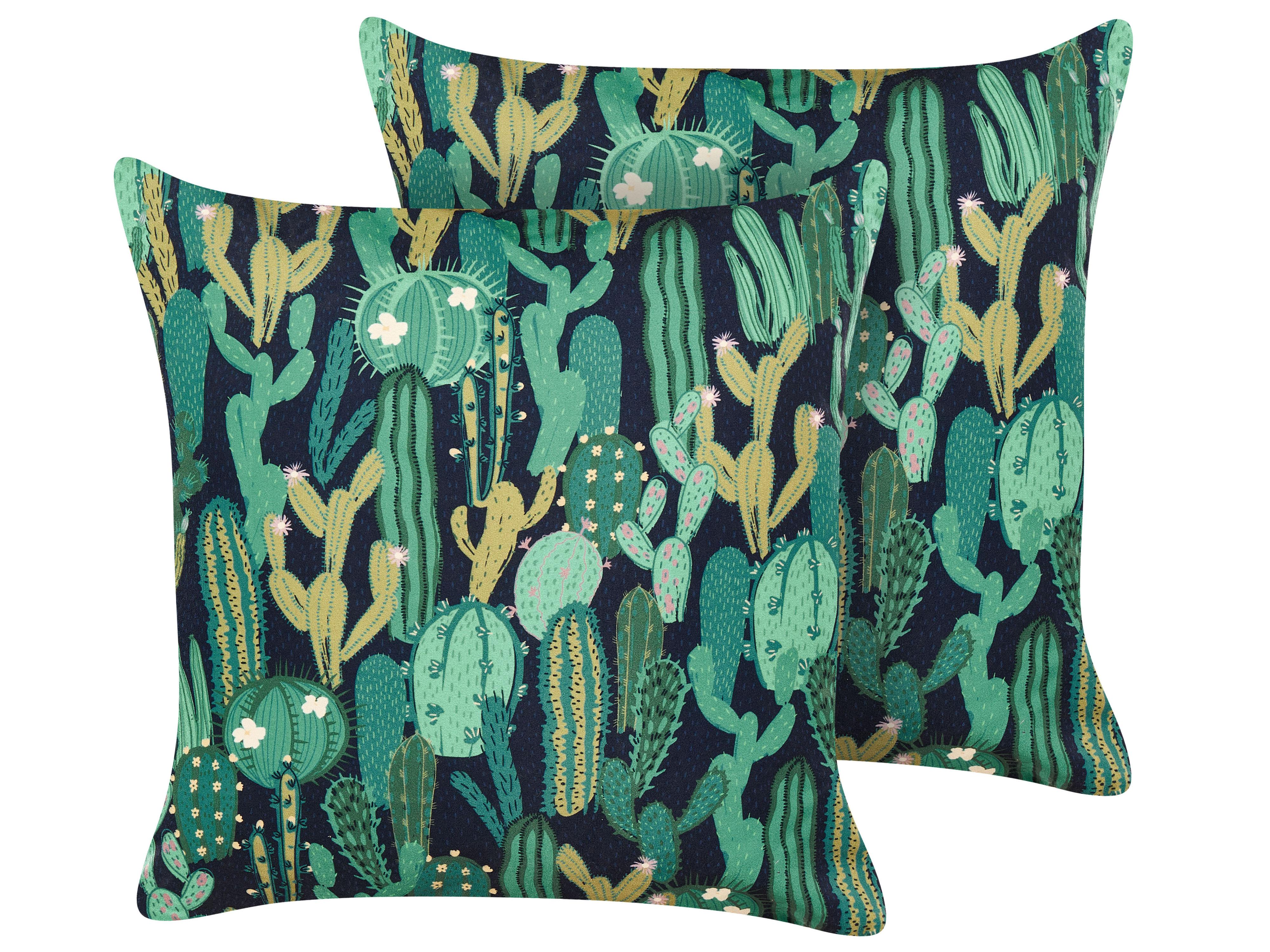 Set of 2 Outdoor Cushions BUSSANA Plant Pattern 40 x 60 cm Green