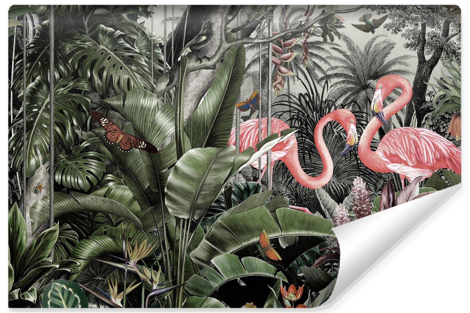 Fototapeta Ścienna DŻUNGLA Flamingi Liście 90x60cm