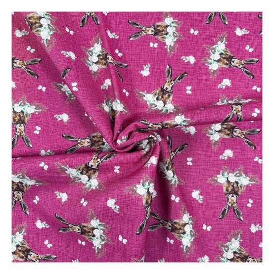 Woodland Wonders Rosy Hare Cotton Fabric by the Metre