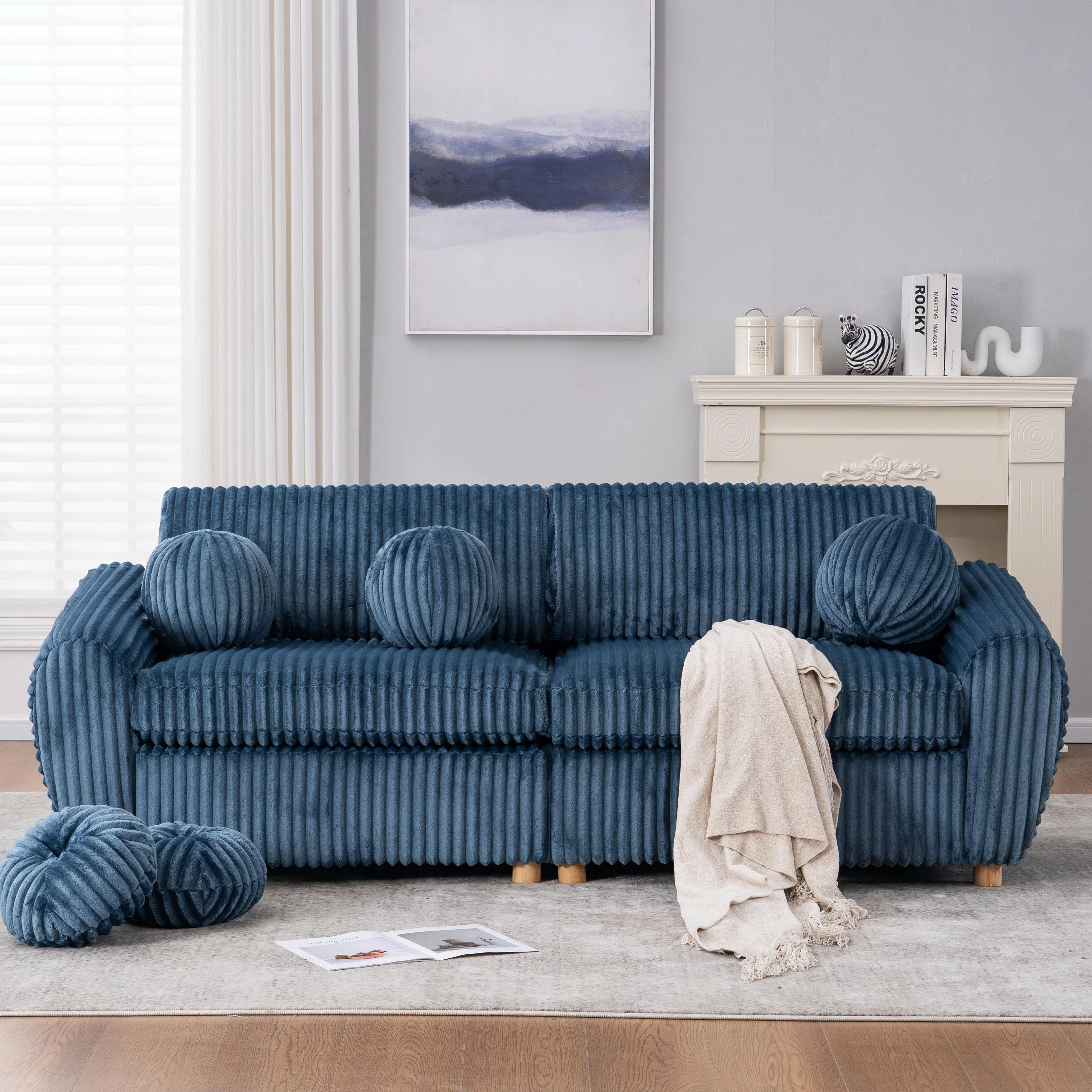 84 Corduroy Sofa - Modern Oversized Loveseat