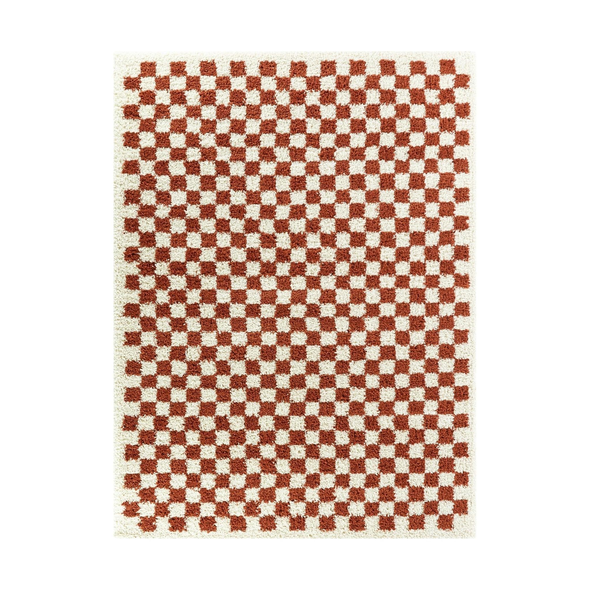 AFK Living vloerkleed Checkers - shaggy - terracotta - 200 x 290 cm