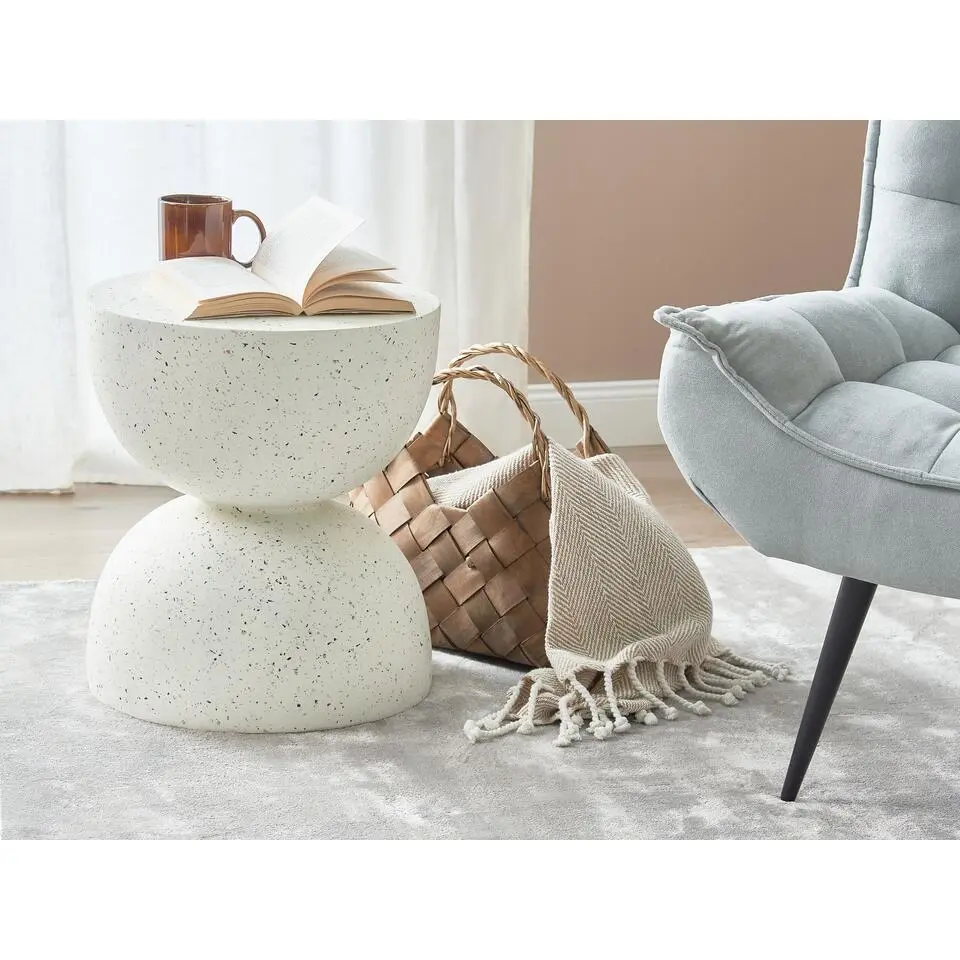 CAORIA - Bijzettafel - Gebroken wit/Terrazzo effect - Lichtbeton