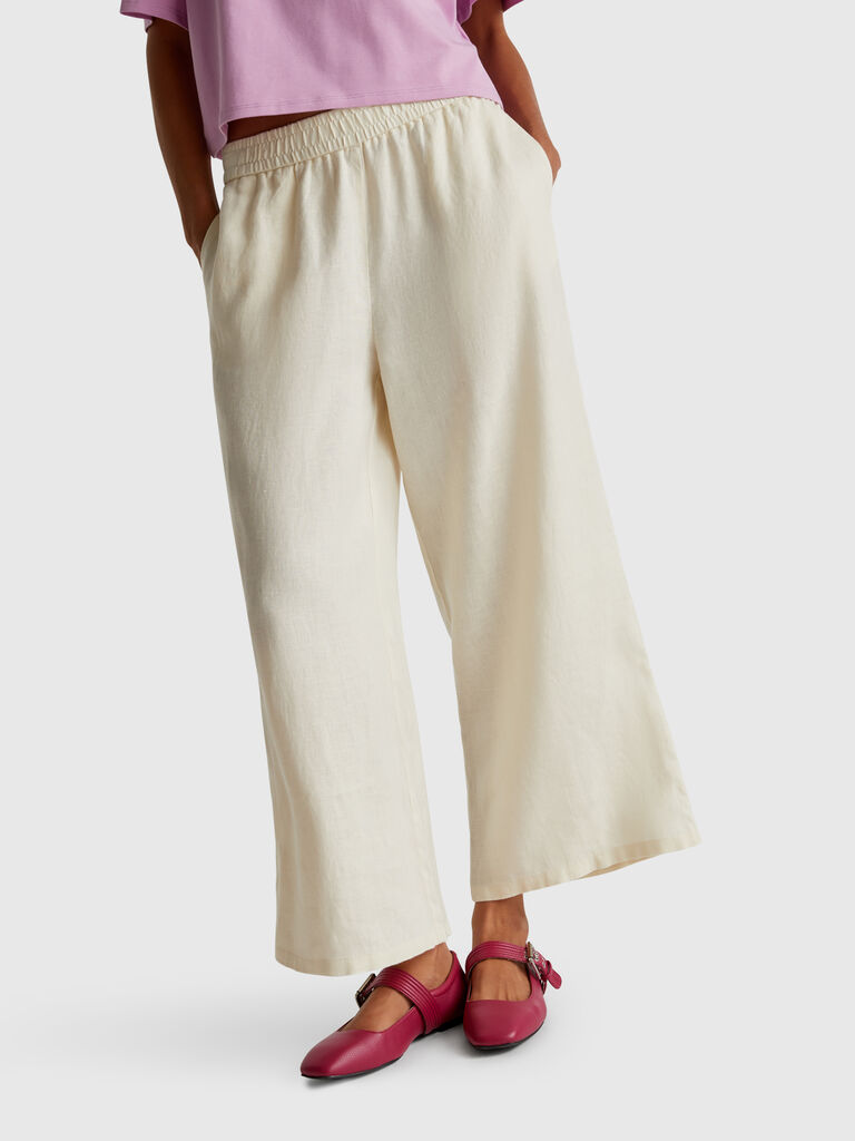 Wide leg trousers in pure linen