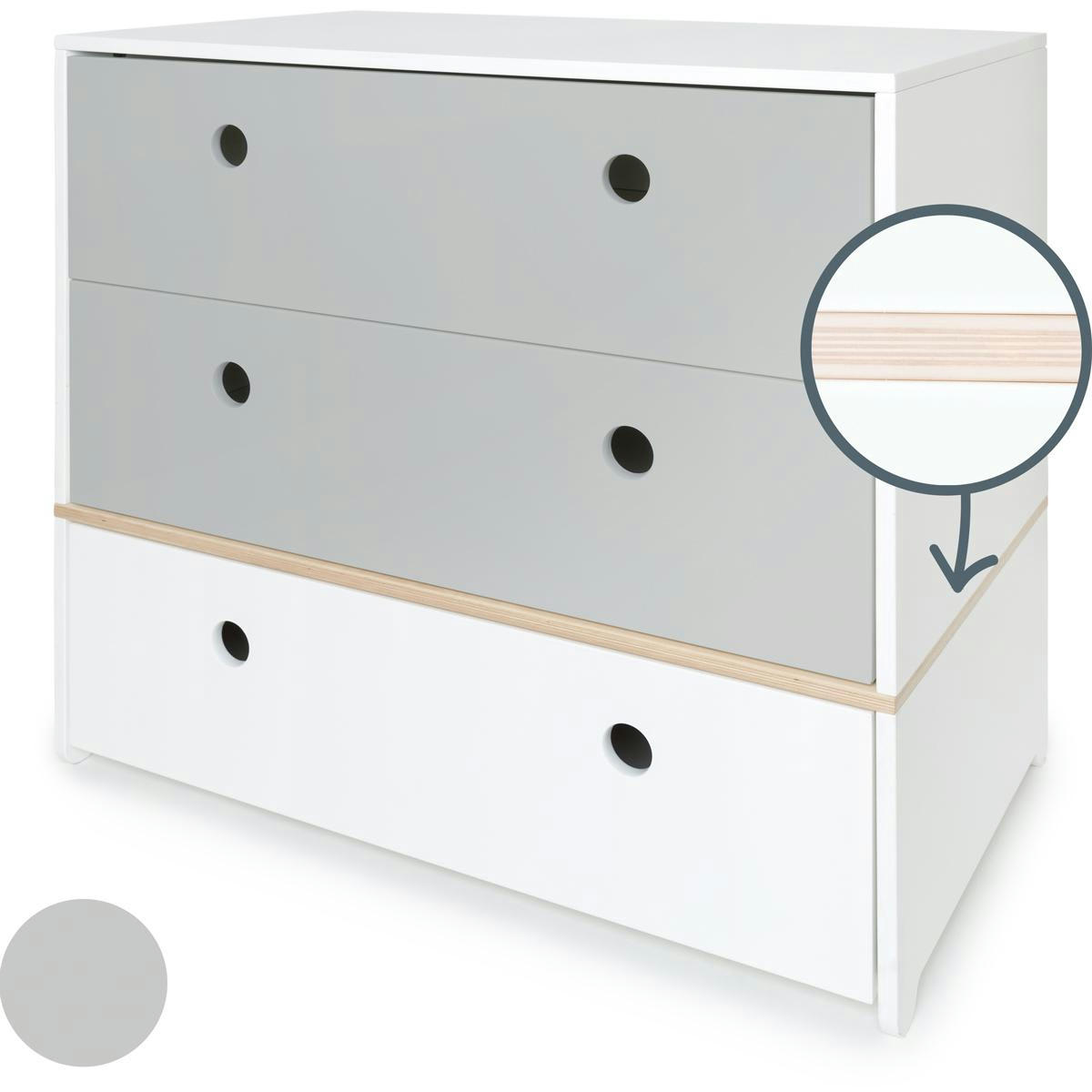 COLORFLEX - Commode gris perle-gris perle-blanc