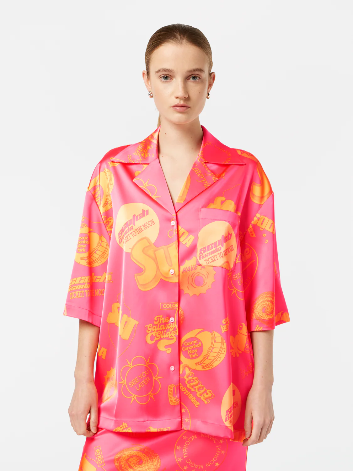 Satin Printed Short Sleeve Shirt