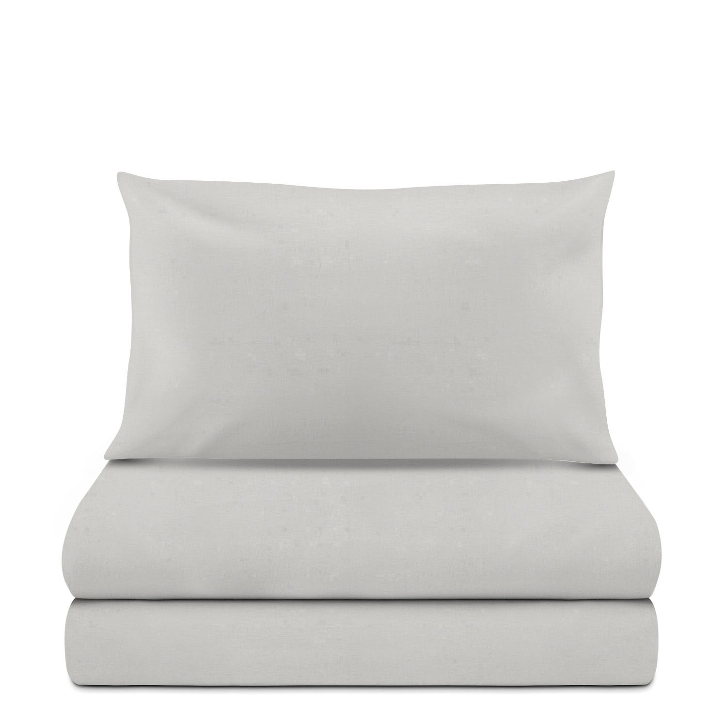 Completo letto 1 piazza e mezza cotone tinta unita grigio