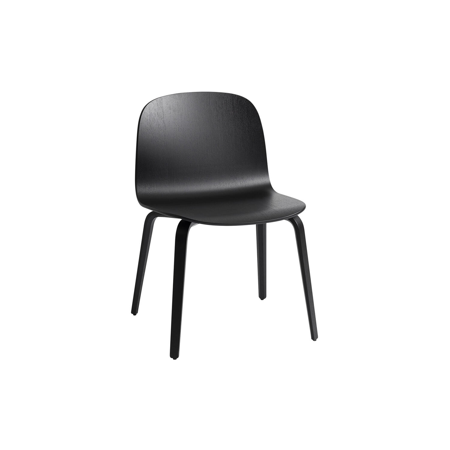 Visu Chair with Wood Base, black/black