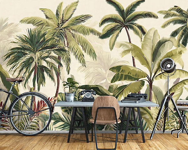 Papier Peint Feuilles Jungle Vert Intissé Panoramique Pour Chambre Cuisine 400x280 cm