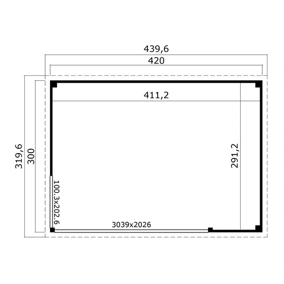 Gartenhaus »Austin«, BxHxT: 439,6 x 239,4 x 319,6 cm, (Außenmaß inkl. Dachüberstand), carbongrau