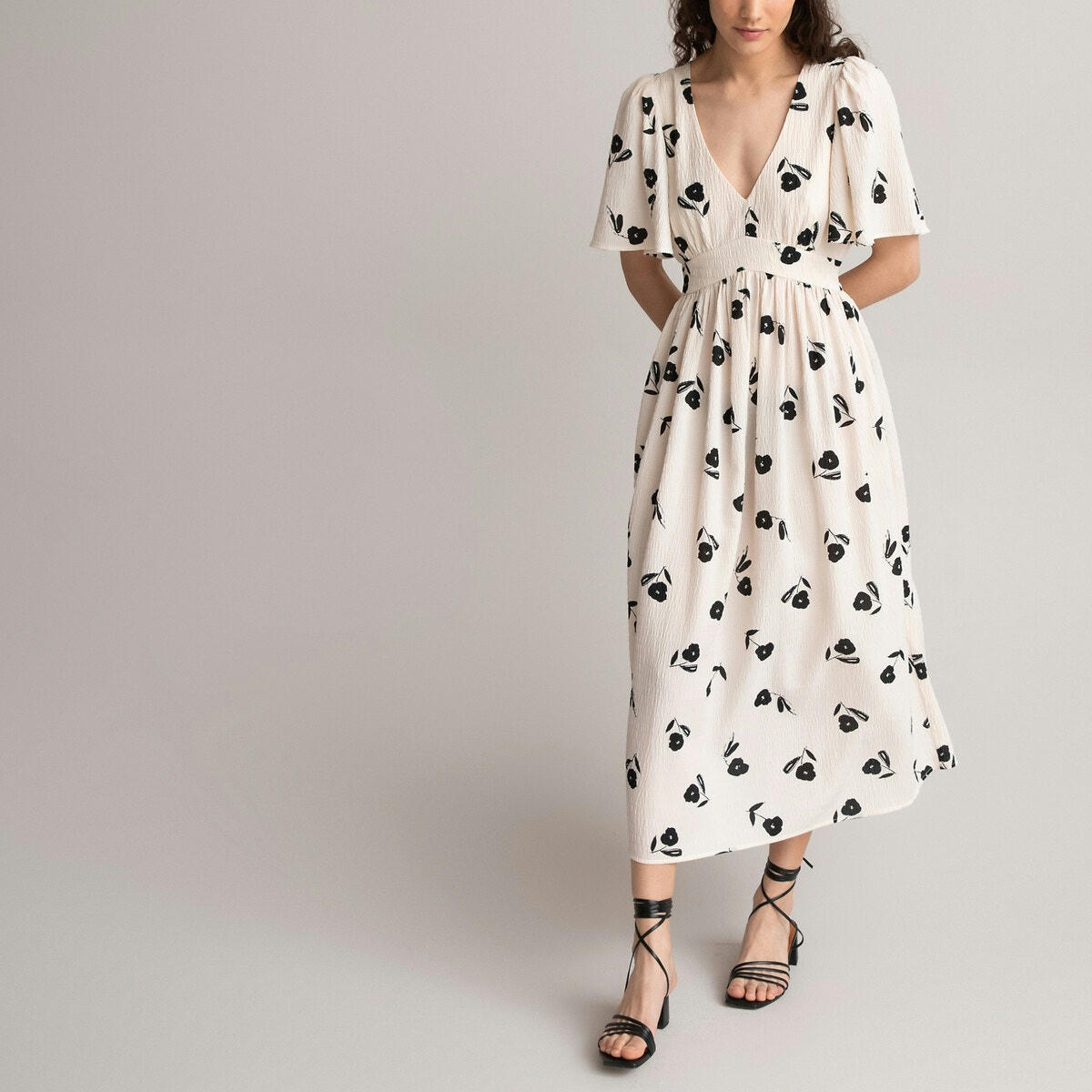 Robe longue évasée, imprimé fleurs
