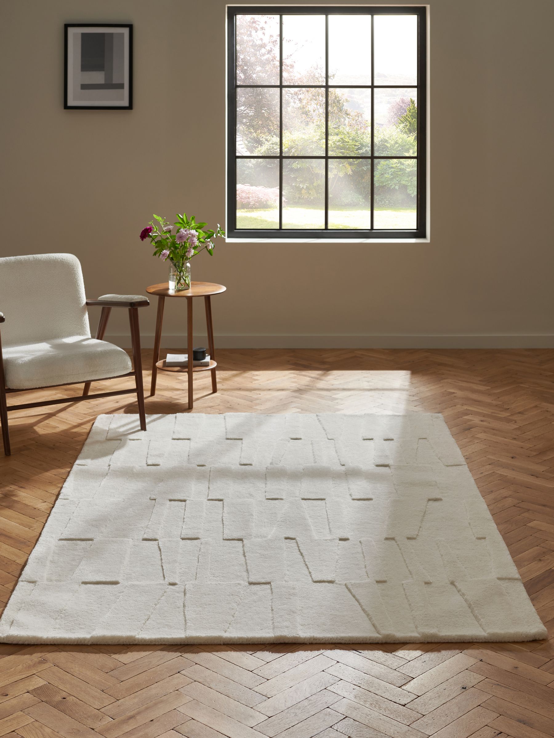 Jasper Conran London Natural Papercut Wool Tufted Rug