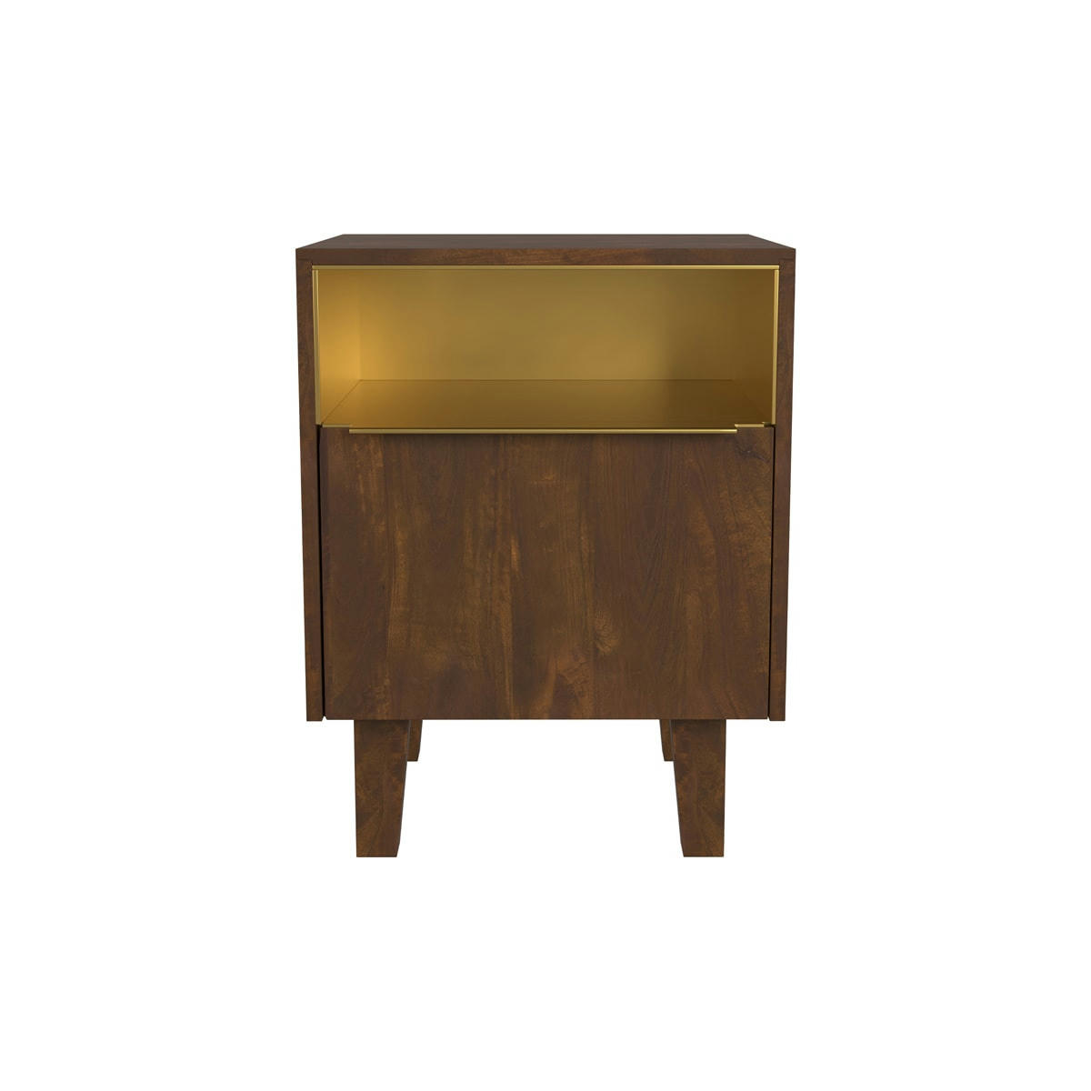 TAIKO - Table de chevet en bois et métal, 1 tiroir et 1 porte