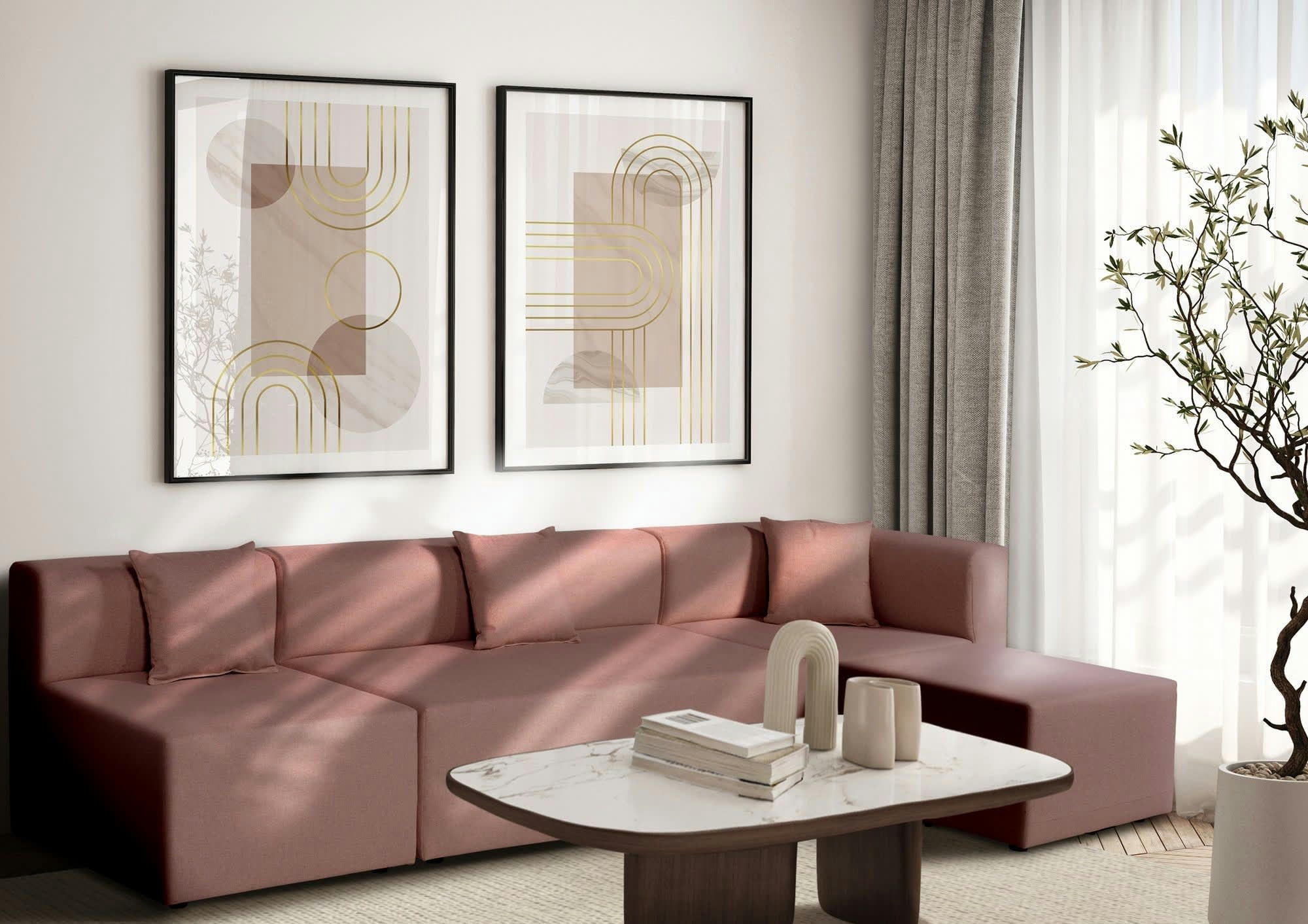 CENTAURI - Angle modulable 1 place  en tissu rose foncé