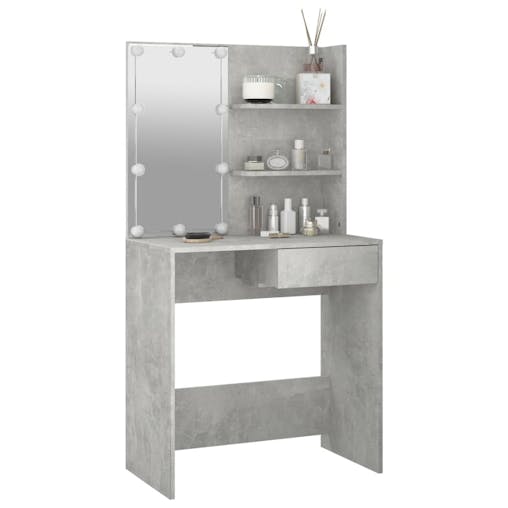 NNEVL Dressing Table with LED Concrete Grey 74.5x40x141 cm