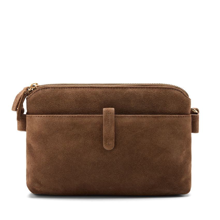 Manfield Bruine suède schoudertas