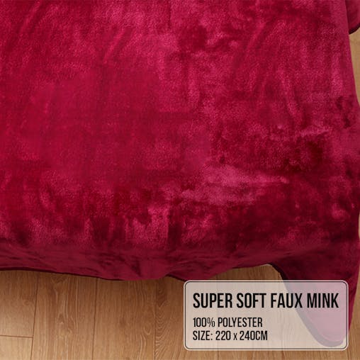 NNEDPE Laura Hill Faux Mink Blanket 800GSM Heavy Double-Sided - Red