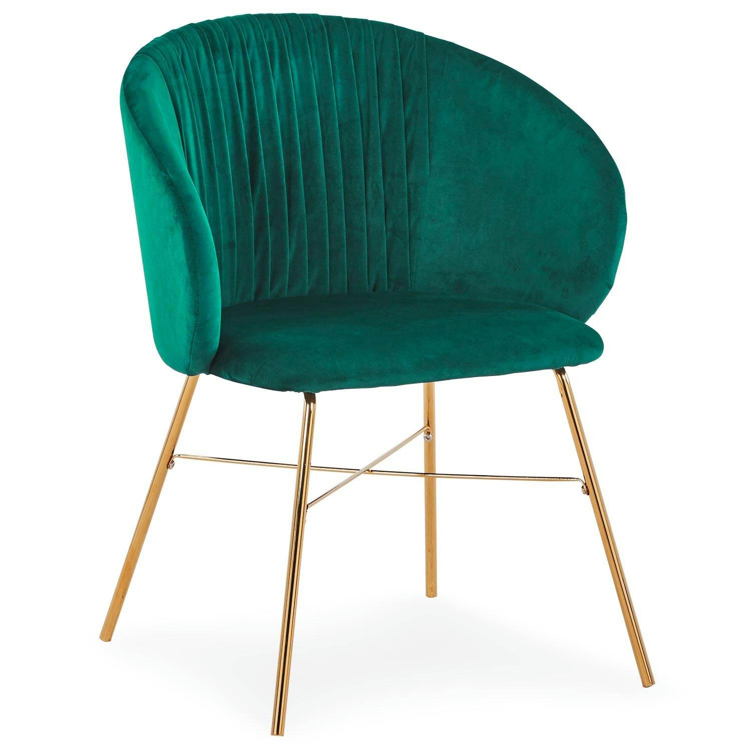 SMART - Chaise velours vert pieds or