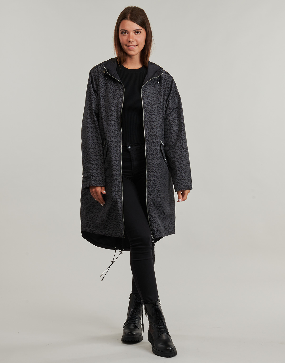 MICHAEL Michael Kors - REVERSIBLE MK LOGO PARKA - Grey / Black