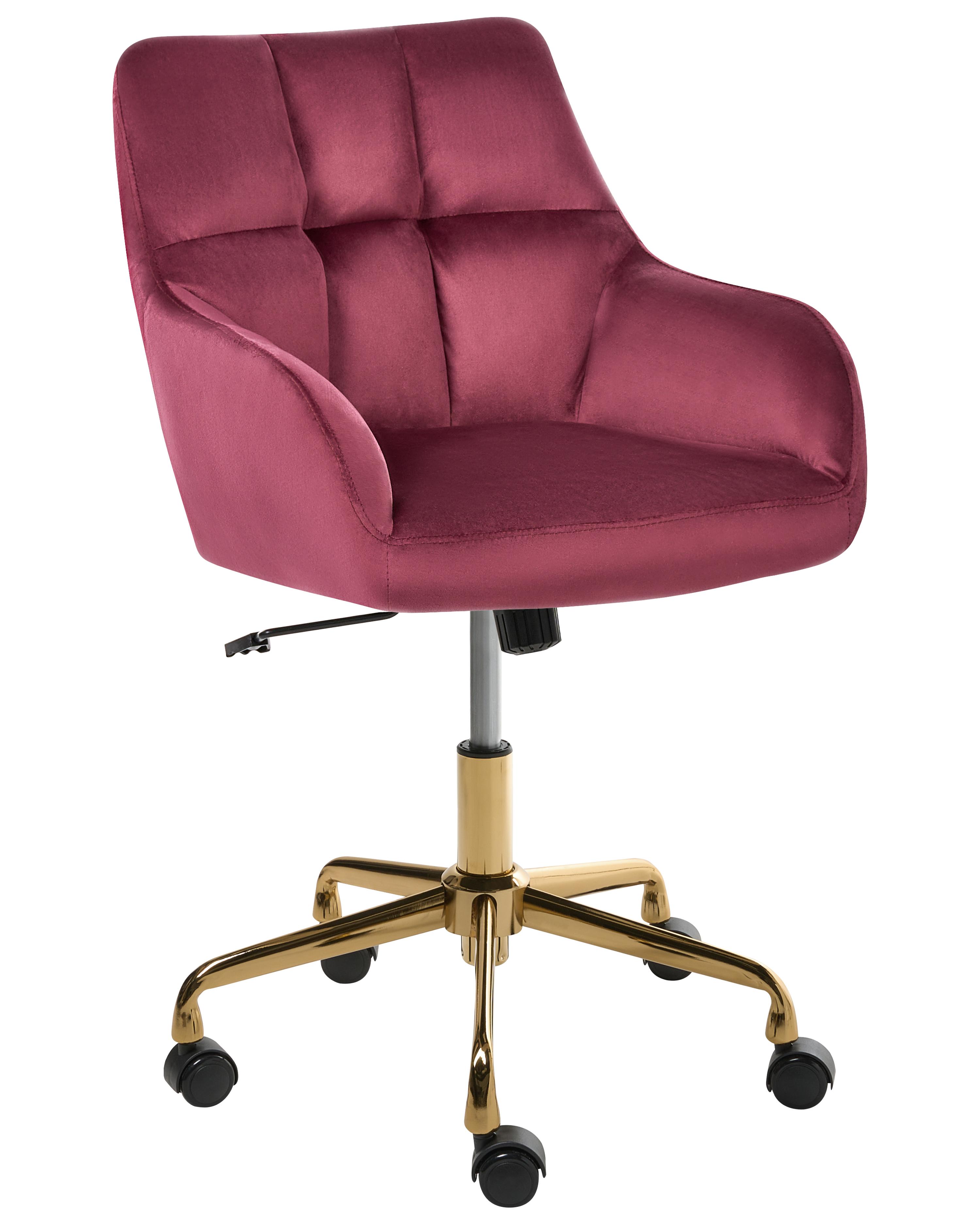 Desk Chair PALMDALE Velvet Burgundy