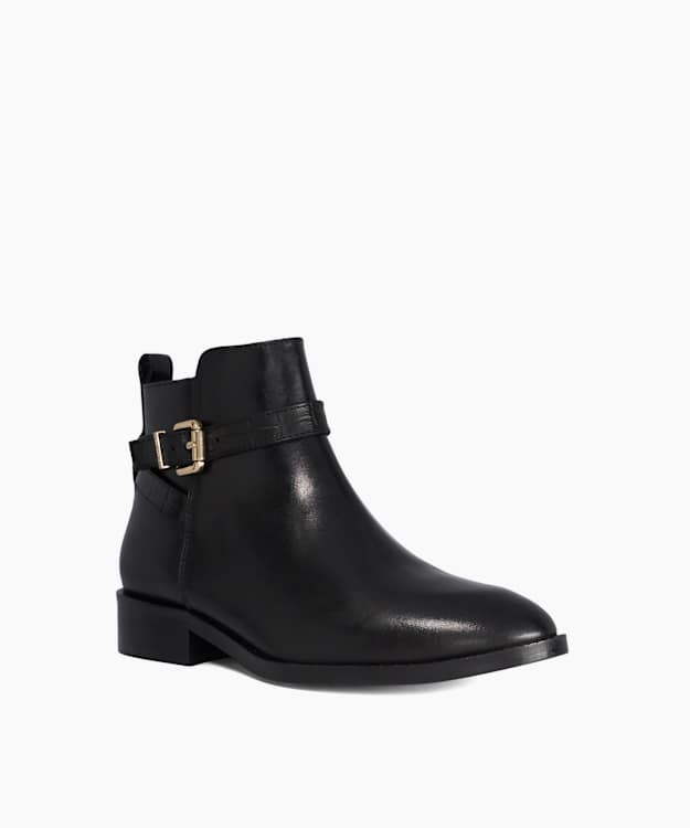 Princes Black - Leather Buckle-Detail Ankle Boots