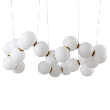 LAMPA WISZĄCA 80cm CORALLI biało-mosiężna perły