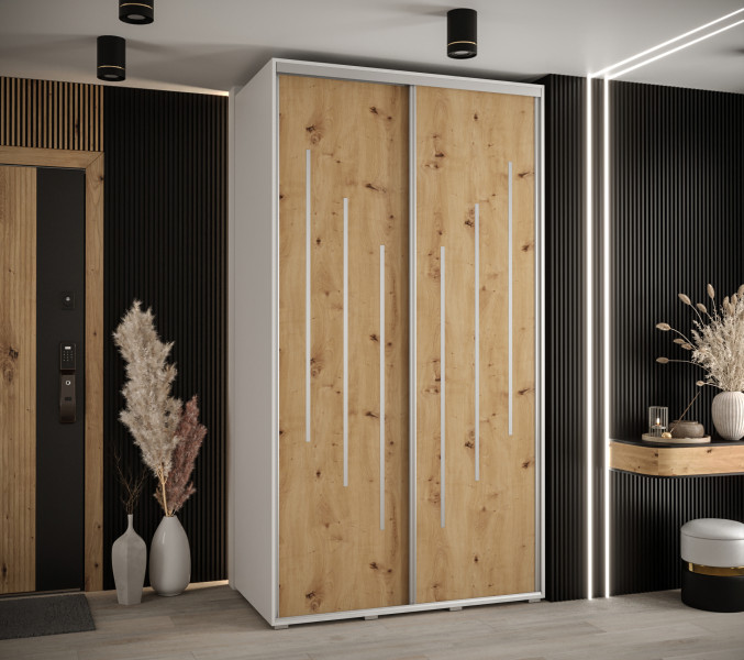 Szafa przesuwna 60 wysoka Davos 8 130 biały artisan srebrny