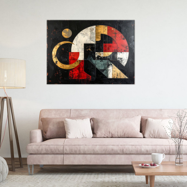 Obraz do salonu sypialni biura, Abstrakcja geometryczna na czarnym 30x20