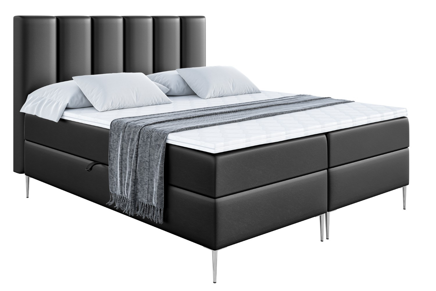 Łóżko kontynentalne z pojemnikiem, materacem i nóżkami BOXI1-FS 120x200 cm