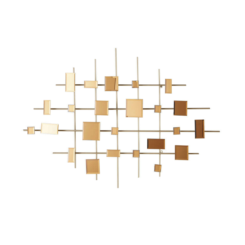 ASH - Déco murale en métal et verre doré et noir 86x130