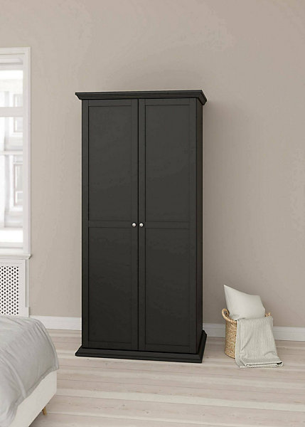 Garde-robe 2 portes Darby, Meubles de chambre, Penderie de plain-pied, Placard à vêtements, 96x63 h200 cm, Noir