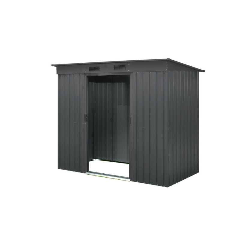 Abri de jardin en métal Leipzig II double porte gris anthracite 2,17 x 1,1 x 1,74 m PERGART