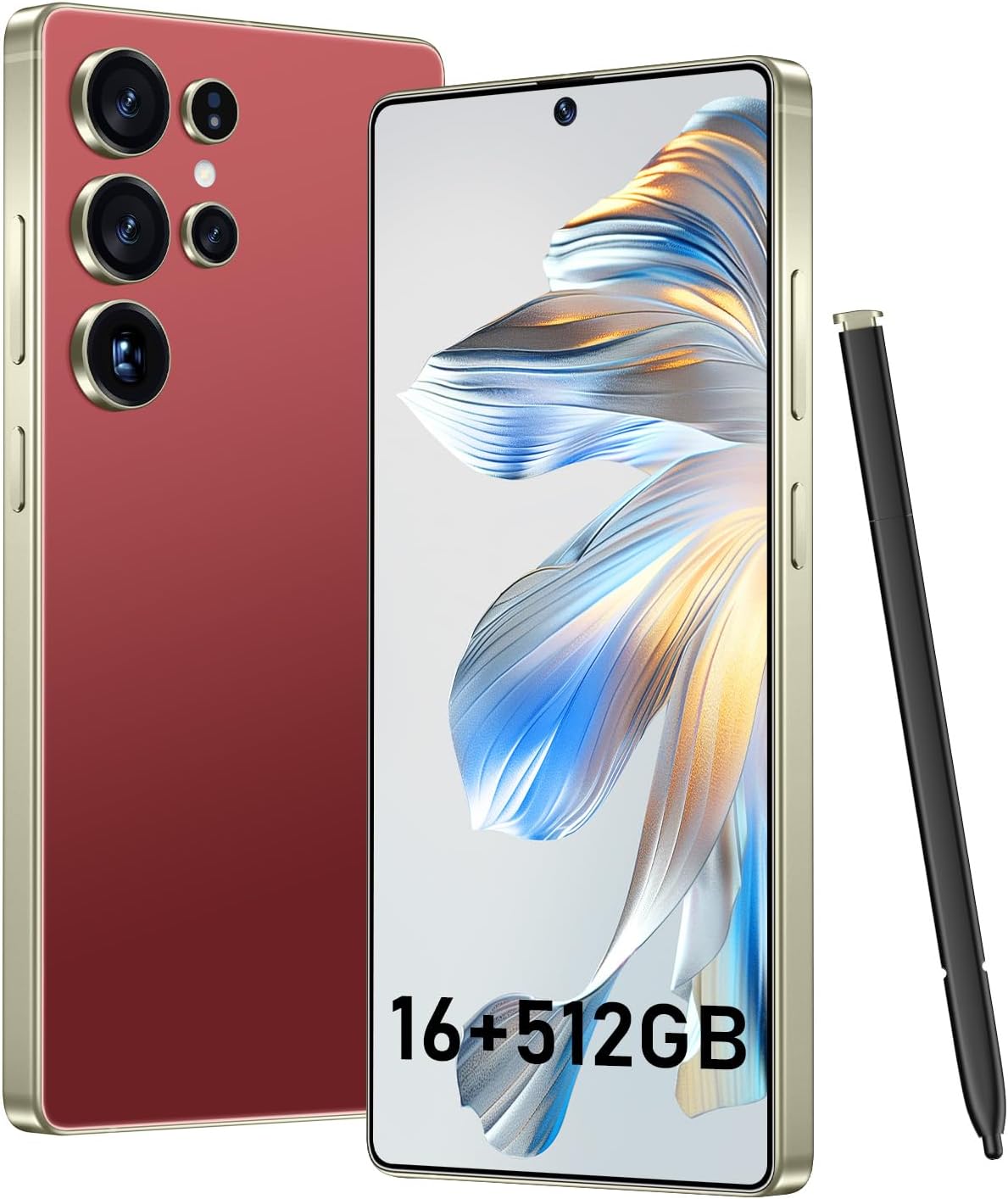 BXV I25 Ultra 16+512GB Smartphone - 7000mAh Battery, 6.99-inch Display, Built-in Pen, Android 14, Snapdragon 8 Gen3, 68MP+108MP Camera Outperform Competitors in Speed & Power (Wine Red)