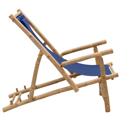 NNEVL Deck Chair Bamboo and Canvas Navy Blue