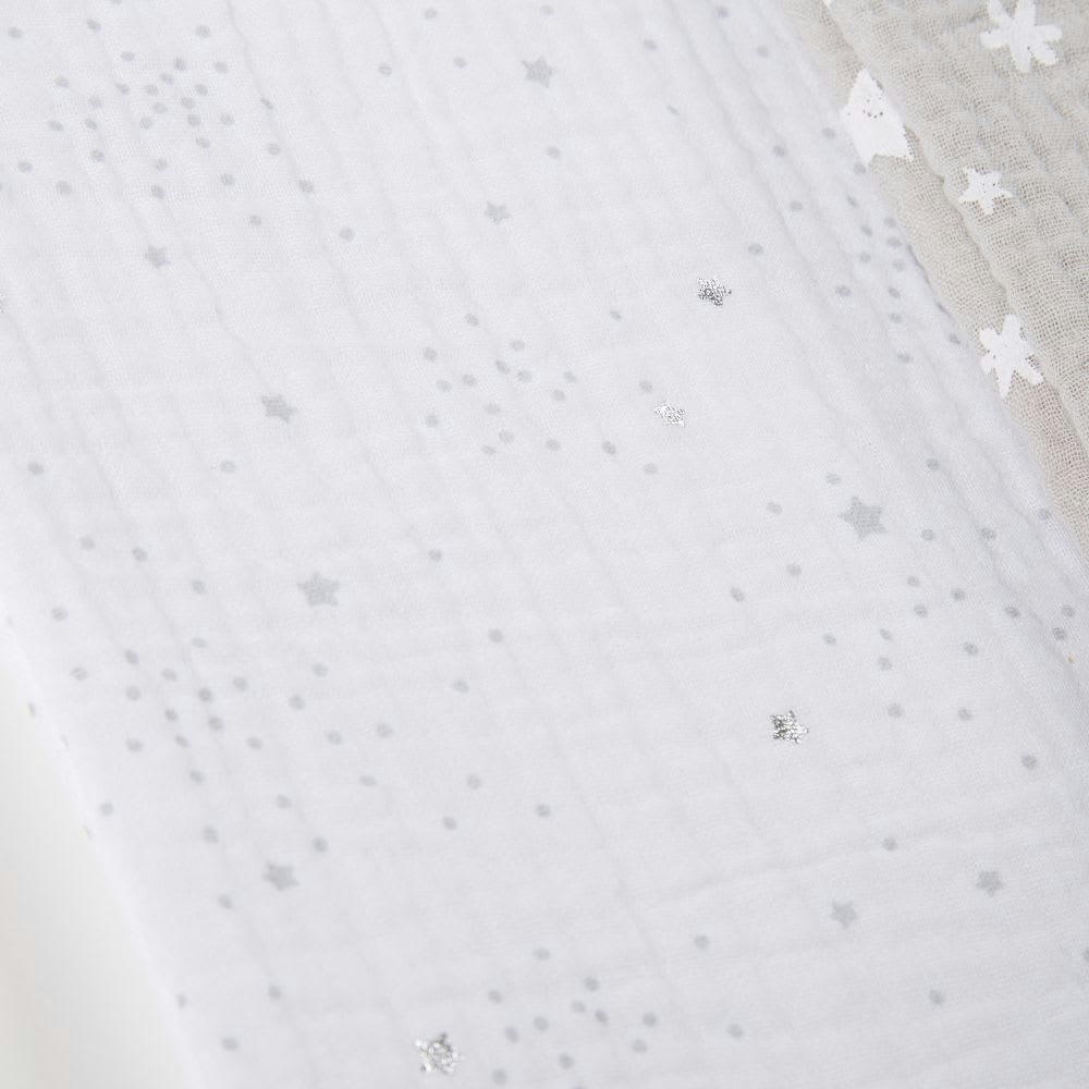 CELESTE - 3 langes bébé en coton gris et blanc